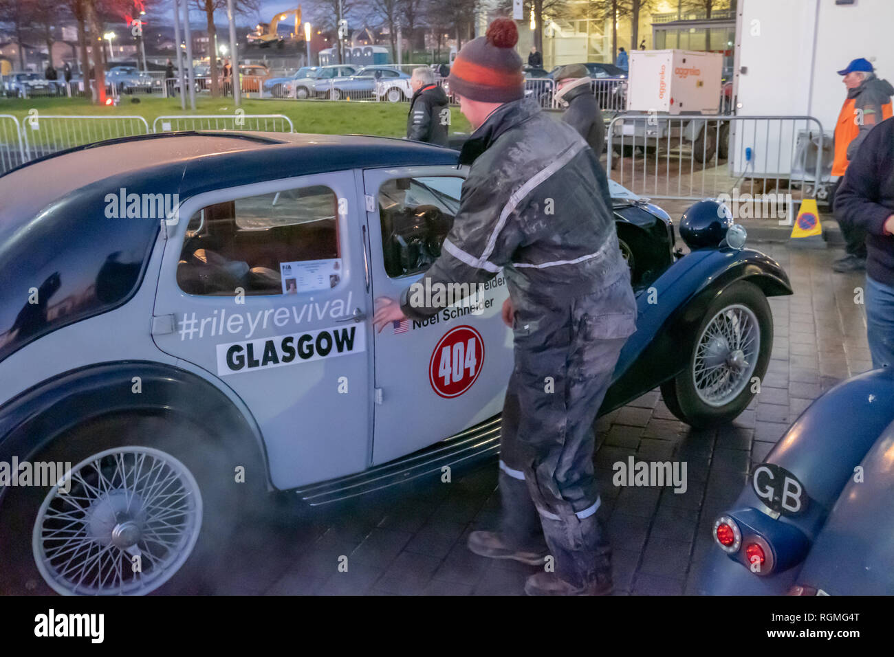 Glasgow, Scotland, UK. 30th January  2019: The 22nd Rallye Monte-Carlo Historique starts from Clydebank. Credit: Skully/Alamy Live News Stock Photo