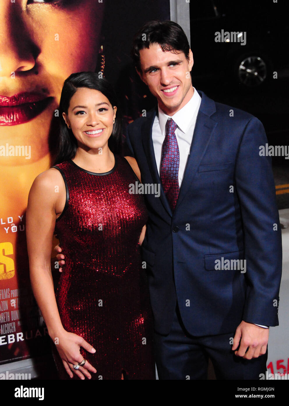 Los Angeles, California, USA. 30th Jan 2019. Actress Gina Rodriguez and fiance Joe Locicero