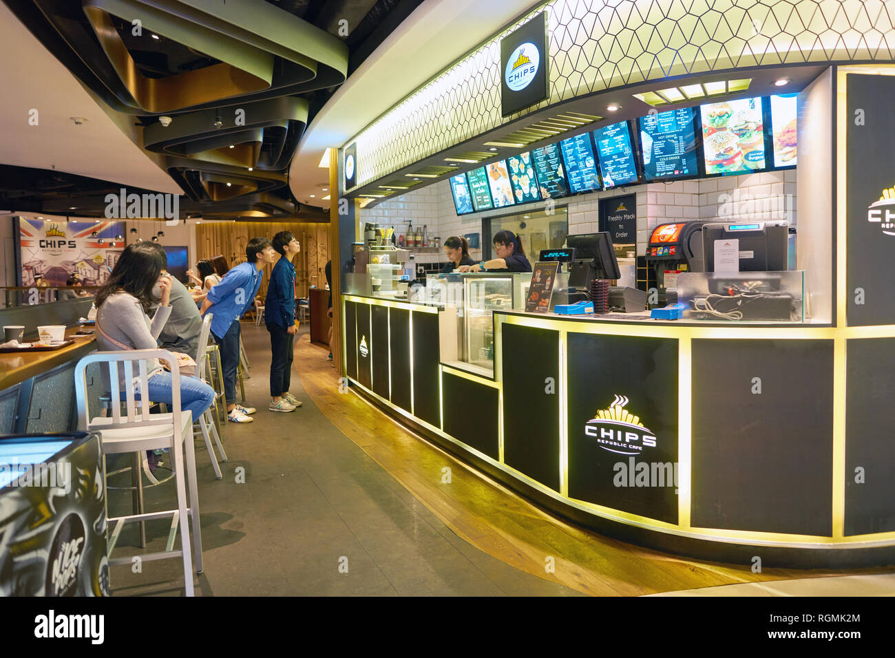 HONG KONG - CIRCA NOVEMBER, 2016: Chips Republic Cafe in Hong Kong. Stock Photo