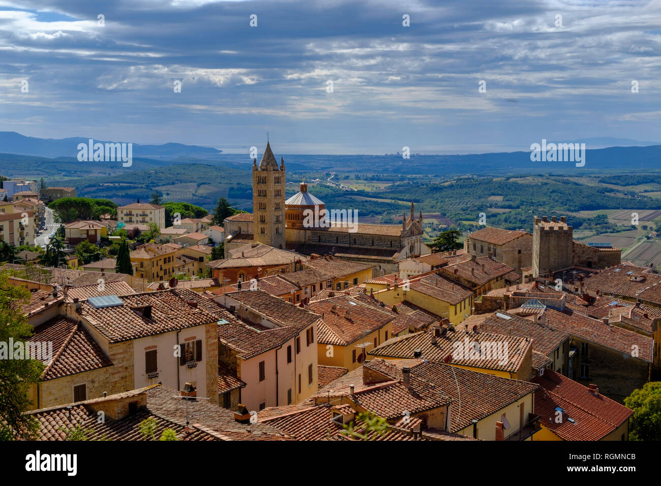 Italy, Tuscany, Massa Marittima, Townscape with Massa Marittima Cathedral Stock Photo
