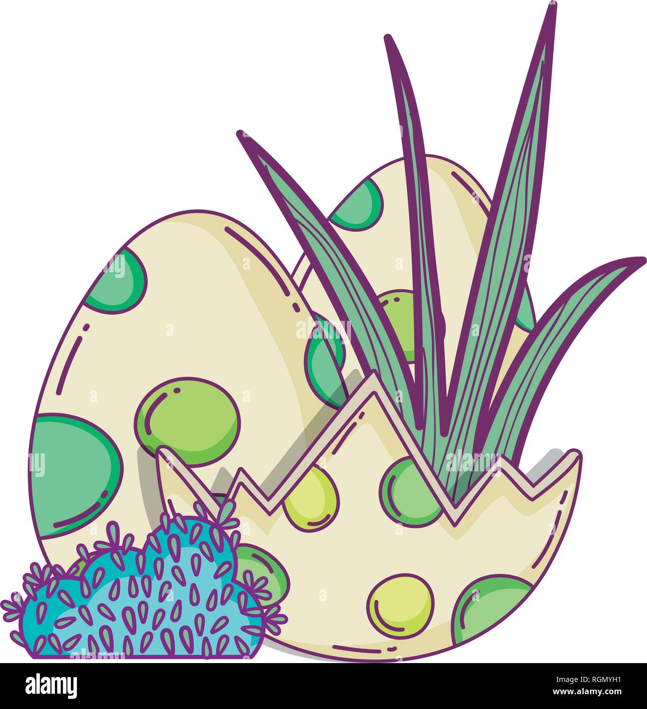 dinosaur eggs with bush scene Stock Vector Image & Art - Alamy