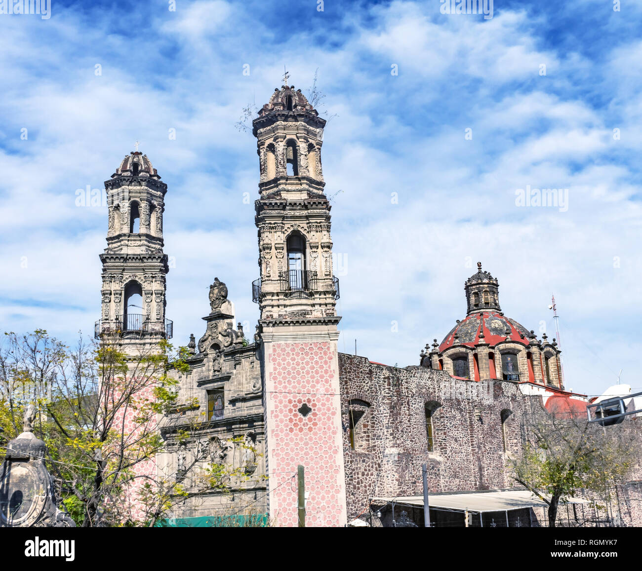 San Hipolito Church Mexico City Mexico. On the Reforma Avenue, established  1521. Dedicated to Saint Judas Tadeo of Lost Causes Stock Photo - Alamy