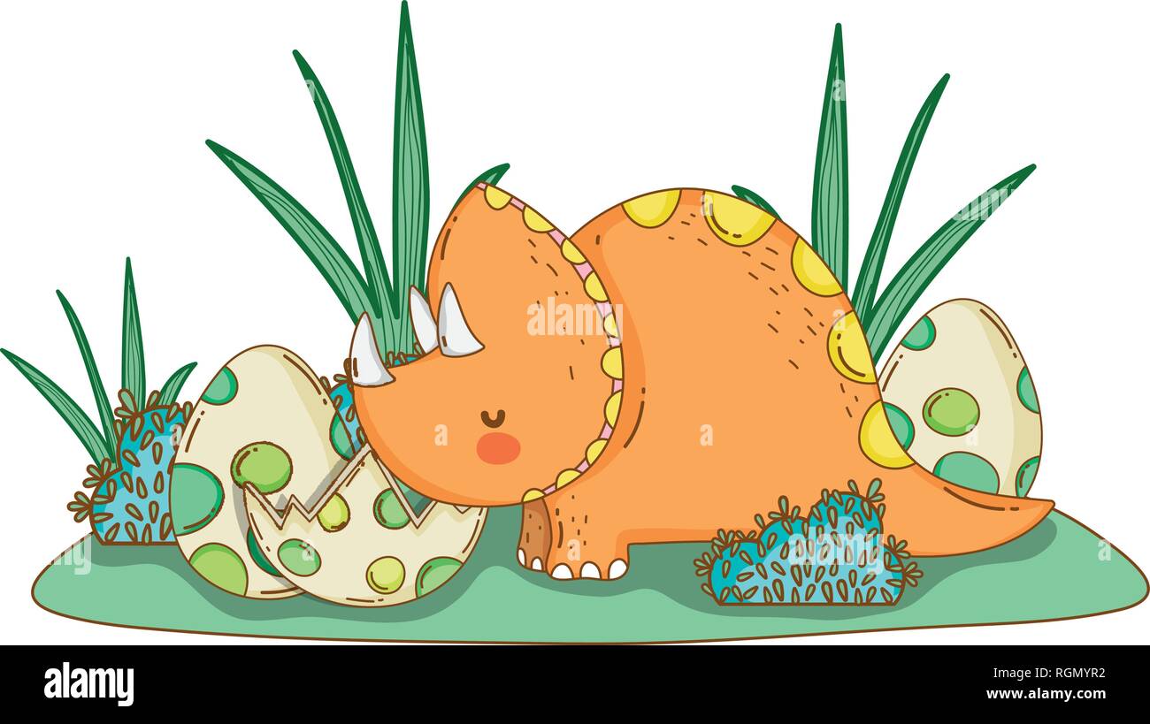 cute triceratops with eggs scene Stock Vector Image & Art - Alamy