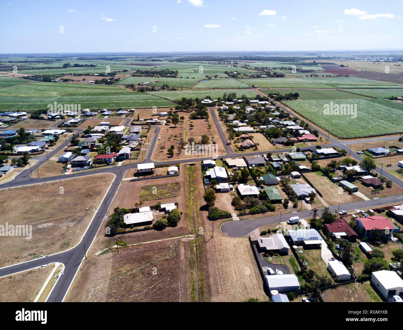 Aerial of houses in the coastal community of Heads on the coast