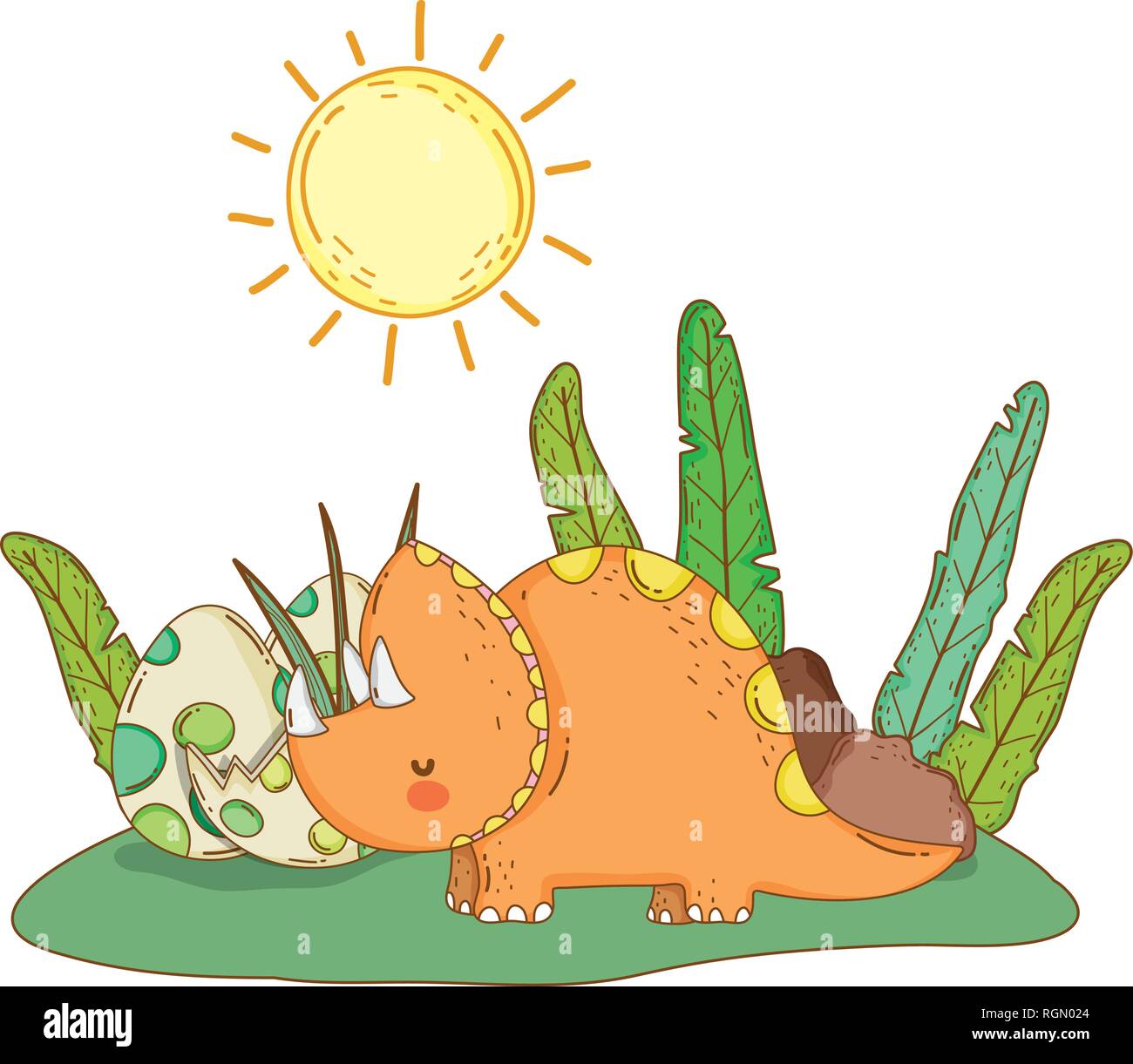cute triceratops with eggs scene Stock Vector Image & Art - Alamy