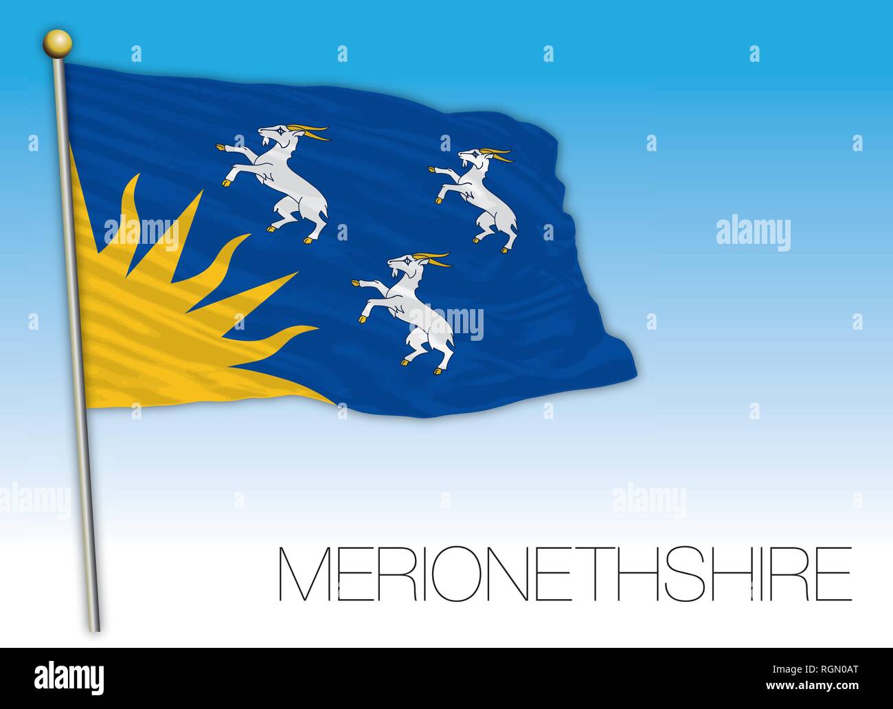 Merionethshire county flag, United Kingdom, vector illustration Stock Vector