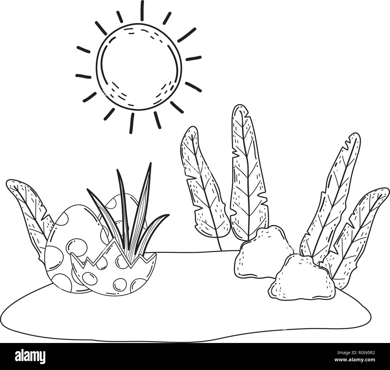dinosaur eggs in the landscape Stock Vector Image & Art - Alamy