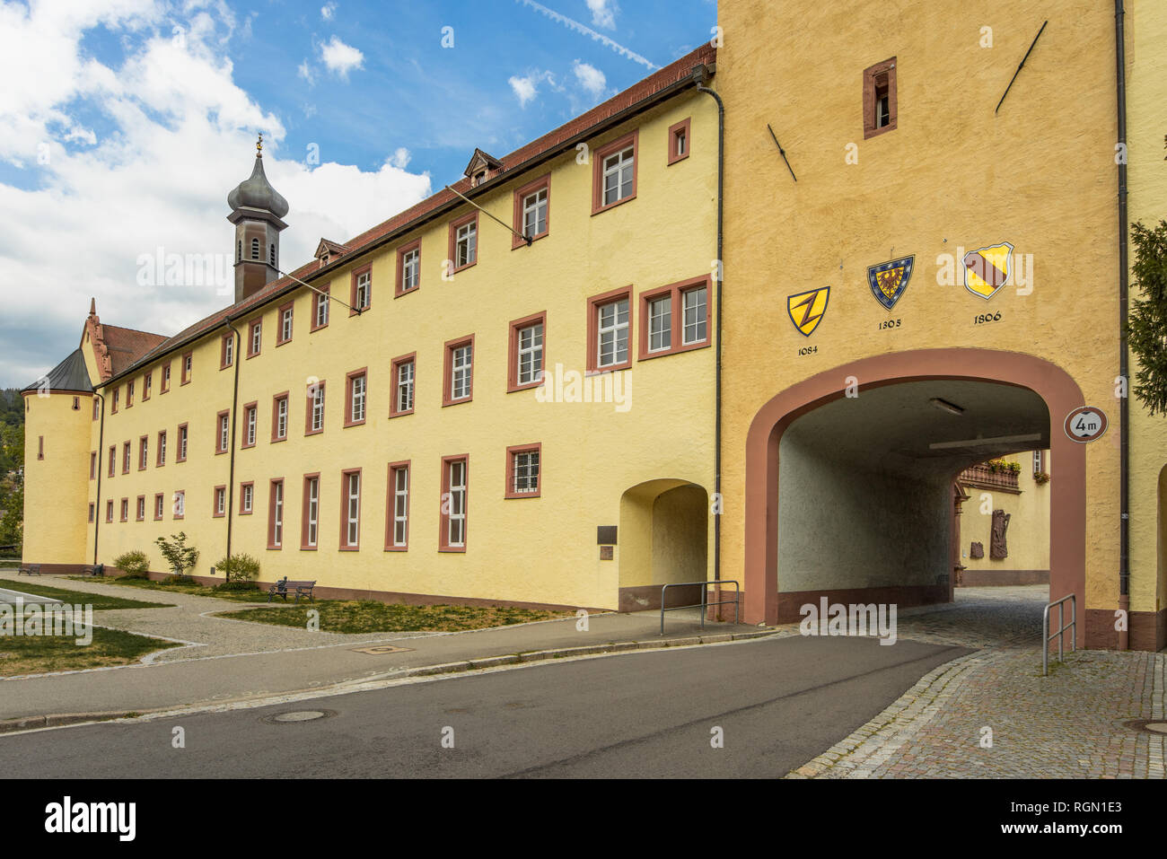 castle in the village Wolfach, Black Forest, Germany, castle with town gate Stock Photo