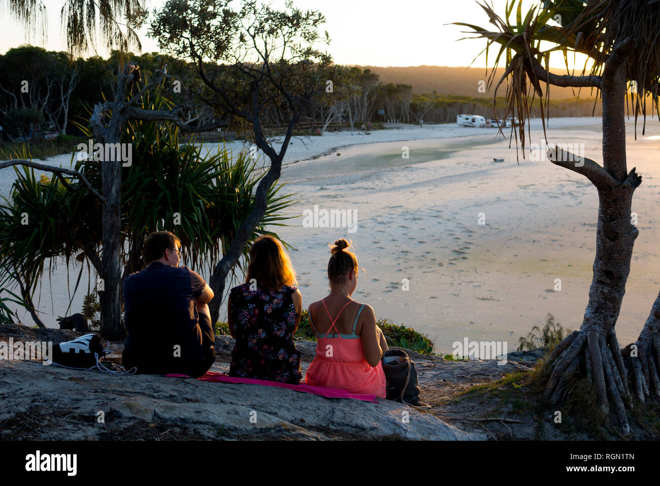 People watching the sunset at Flinders Beach, Point Lookout, North Stradbroke Island, Queensland