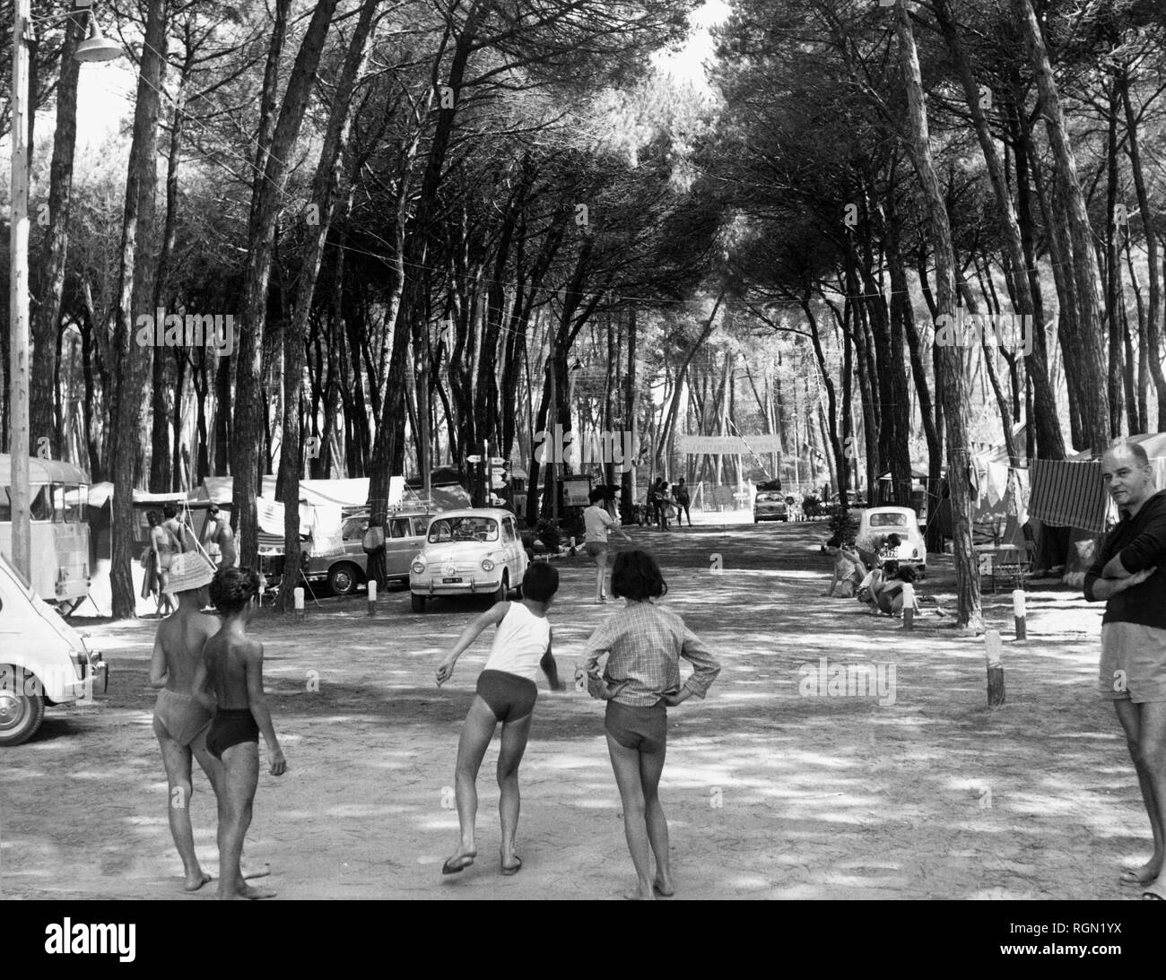 italy, tuscany, marina di massa, camping, 1961 Stock Photo