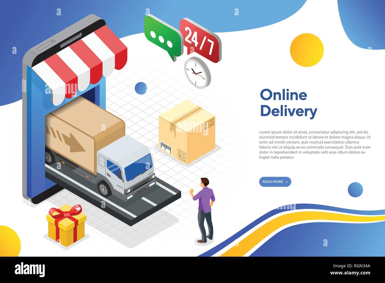 Internet Shopping Online Delivery Isometric Concept Stock Vector Image ...