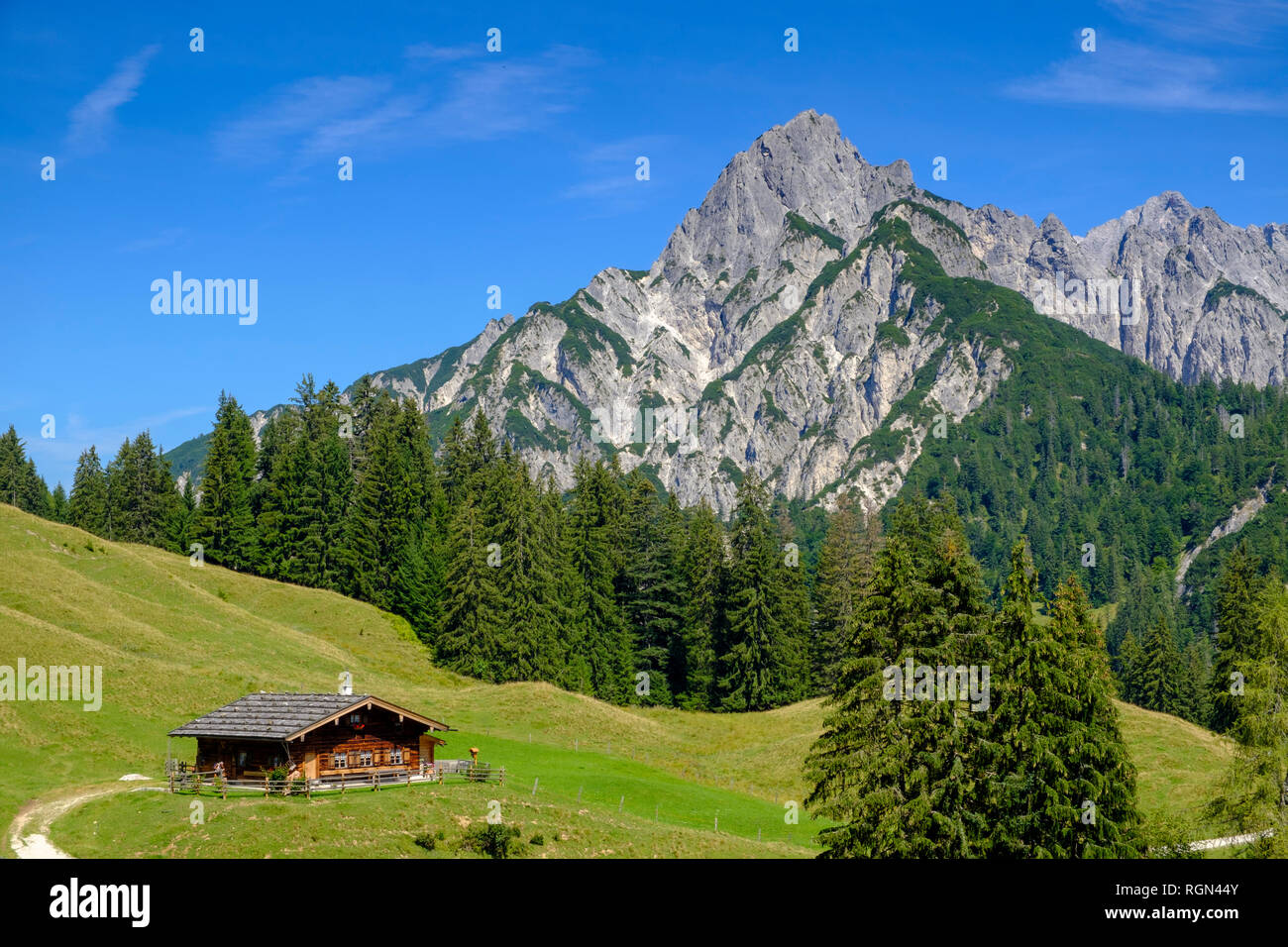 Austria, Salzburg State, Pinzgau, Grosses Muehlsturzhorn, Litzlalm, mountain hut Stock Photo