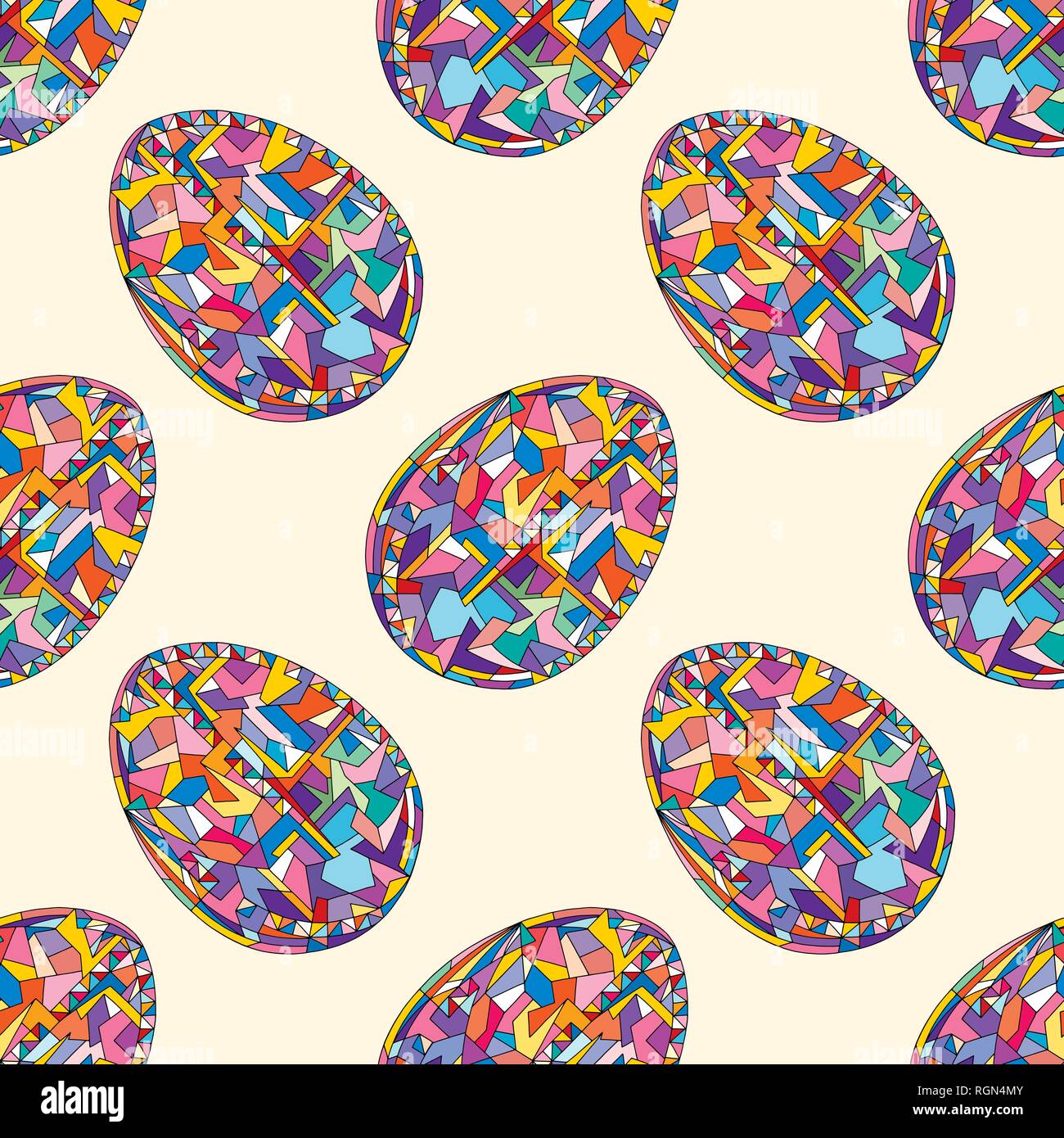 Easter eggs vector seamless pattern. Hand drawn abstract spring holidays background in modern style for surface design, textile, wrapping paper, wallp Stock Vector