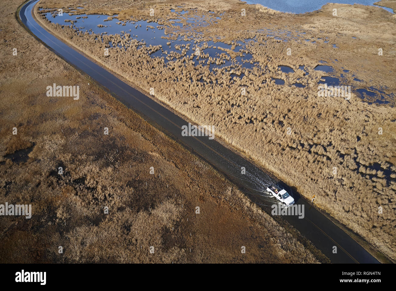 USA, Maryland, Cambridge, High tide flooding from rising sea levels at