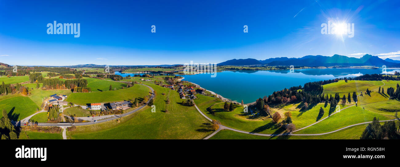Germany, Bavaria, East Allgaeu, Region Fuessen, Dietringen, Aerial view ...