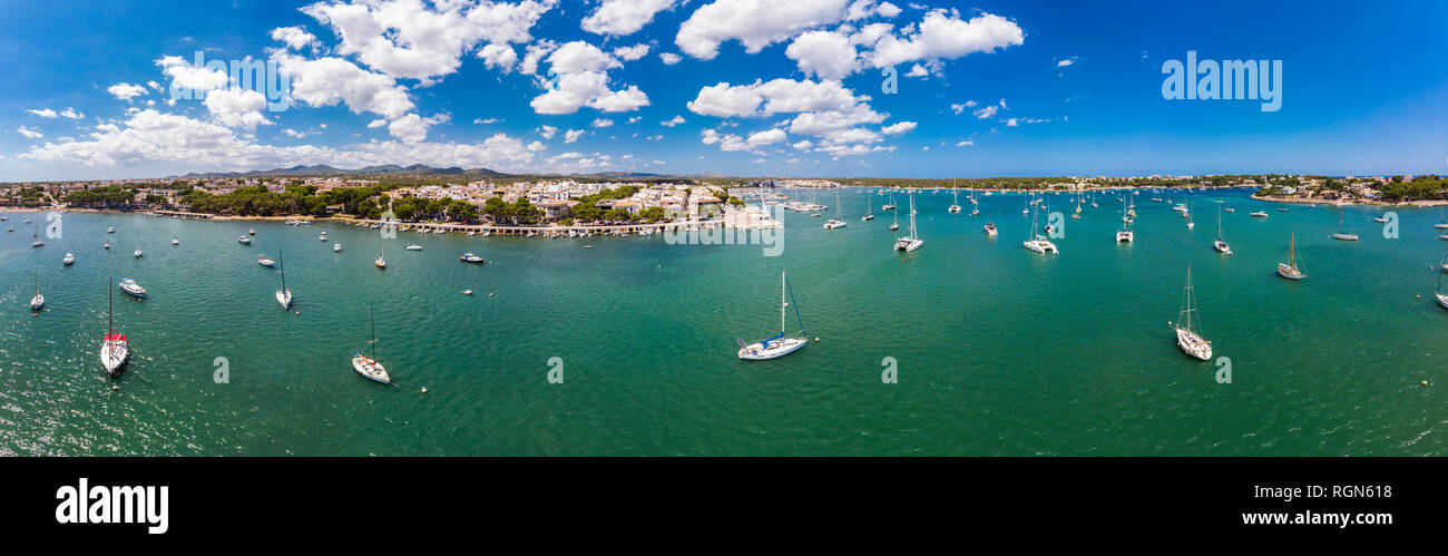 Spain, Baleares, Mallorca, Portocolom, Punta de ses Crestes, Bay of Portocolom Stock Photo