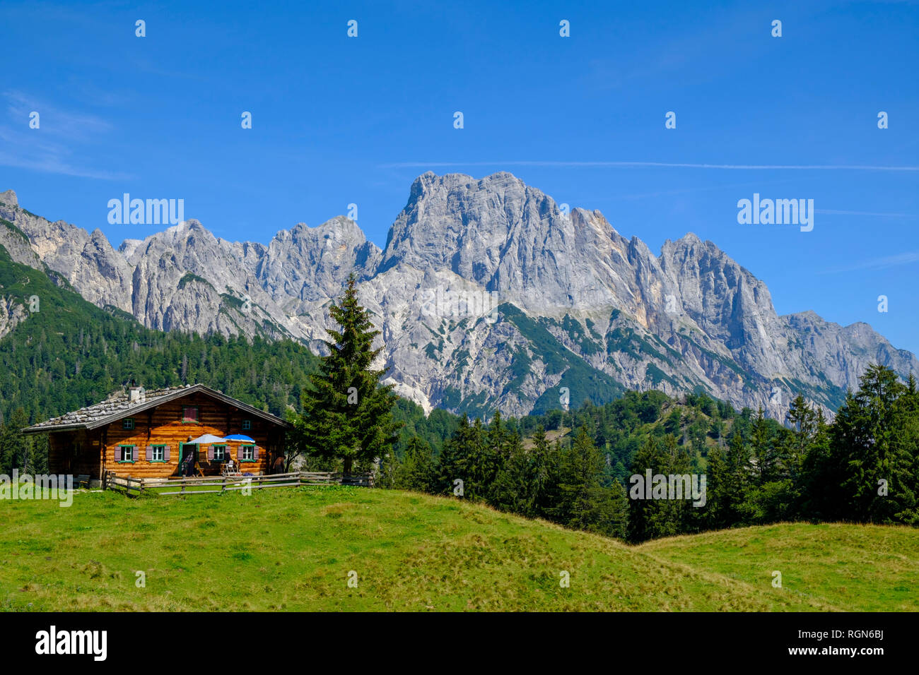 Austria, Salzburg State, Pinzgau, Grosses Muehlsturzhorn, Litzlalm, Gramlerkaser mountain inn Stock Photo