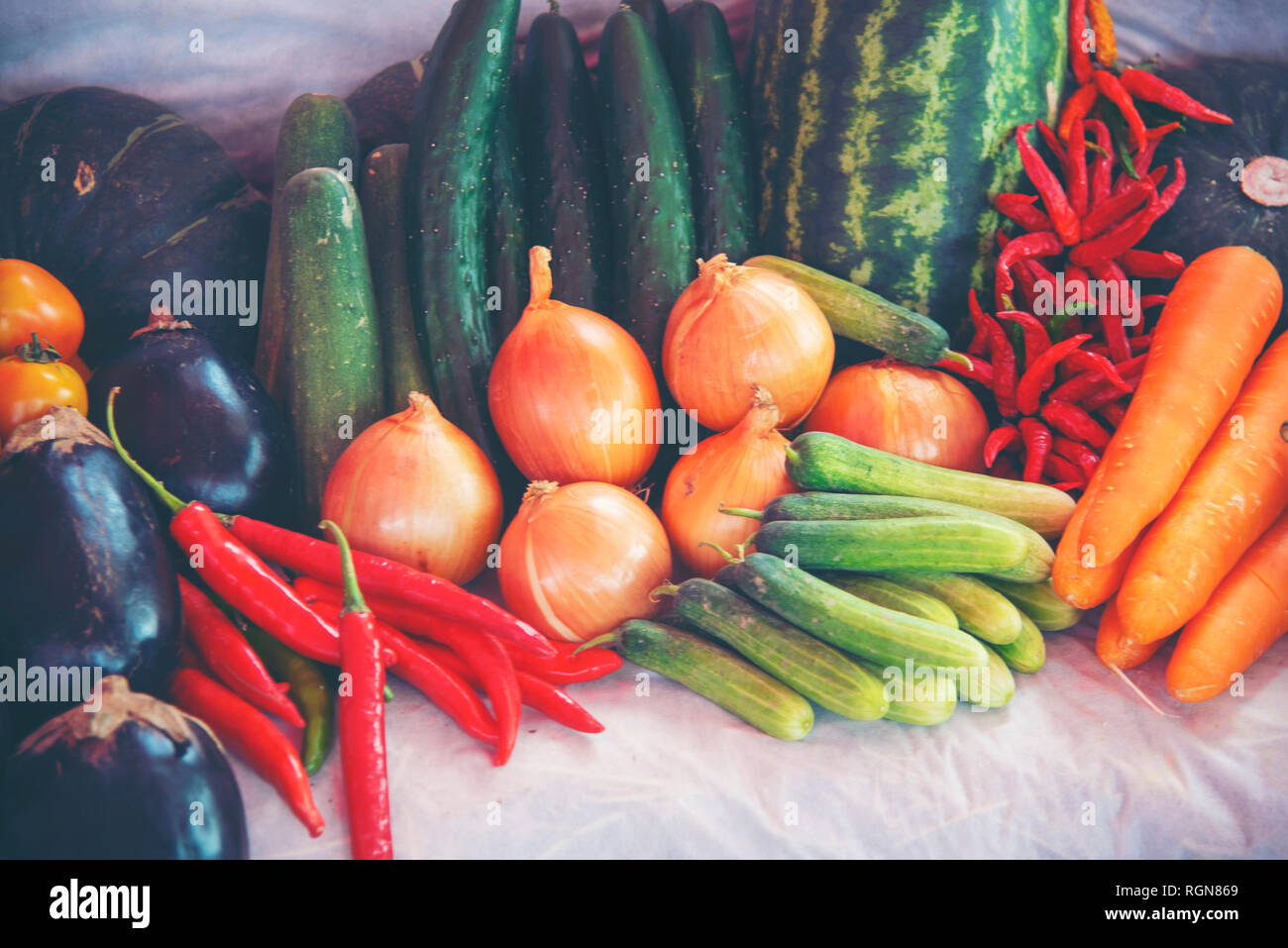 Various kinds of vegetables, displayed in stores Stock Photo Alamy