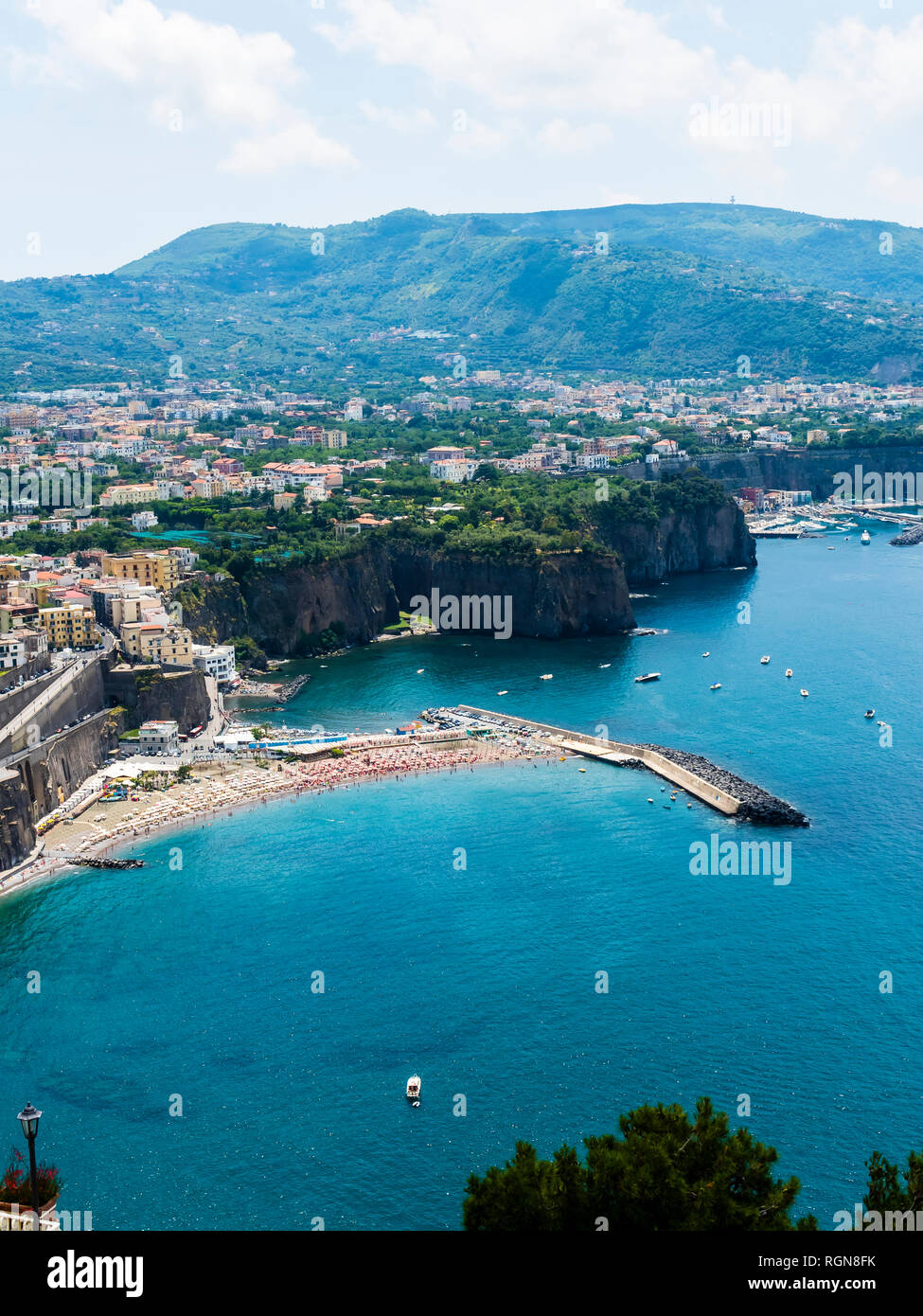 Italy, Campania, Naples, Gulf of Naples, Sorrento, View of cliff coast Meta di Sorrento Stock Photo