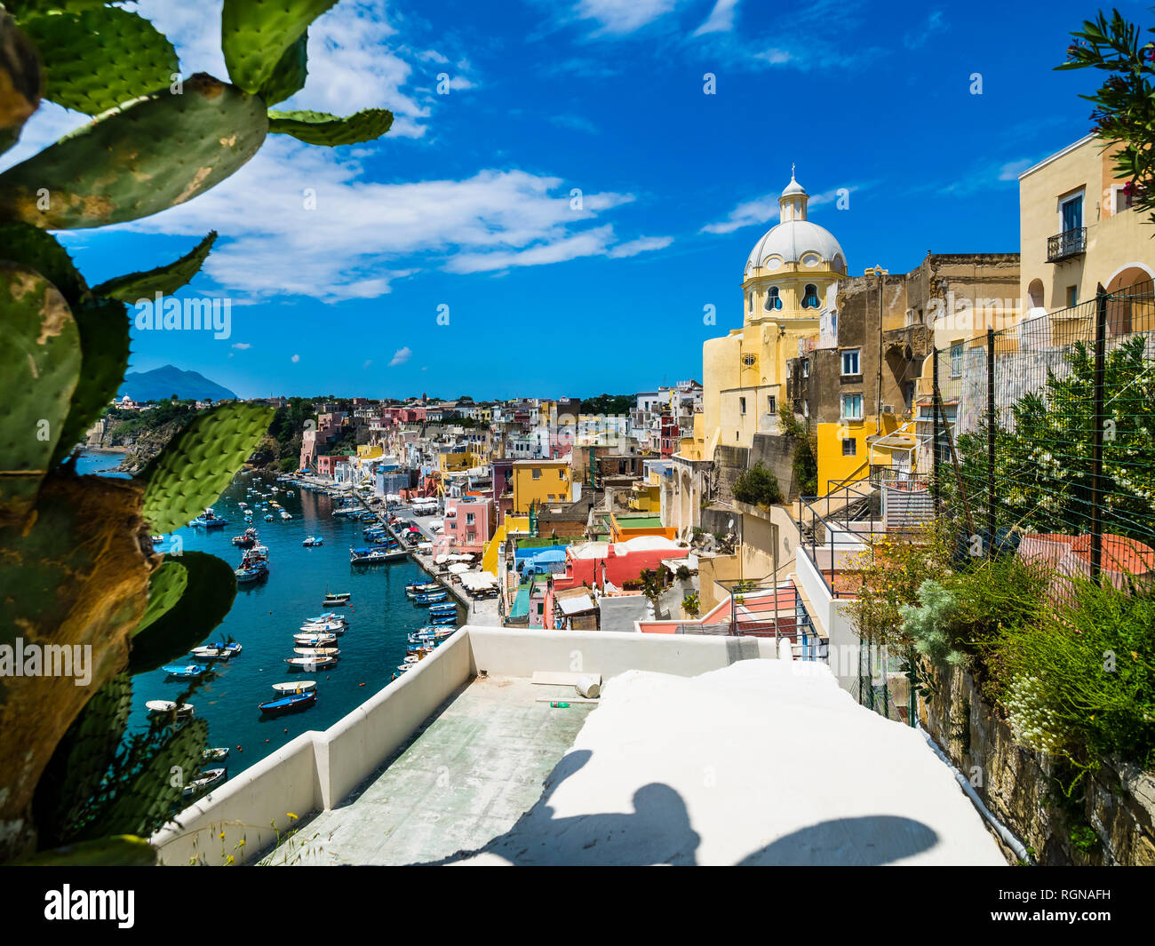 Italy, Campania, Gulf of Naples, Phlegraean Islands, Procida Island, Harbour, Marina di Corricella Stock Photo