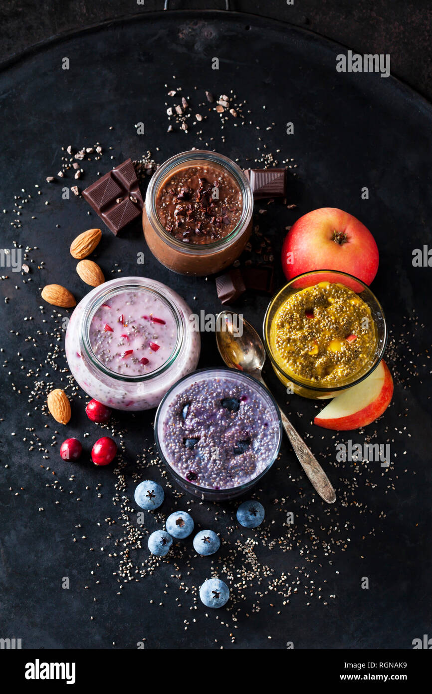 Various desserts of chia seeds Stock Photo