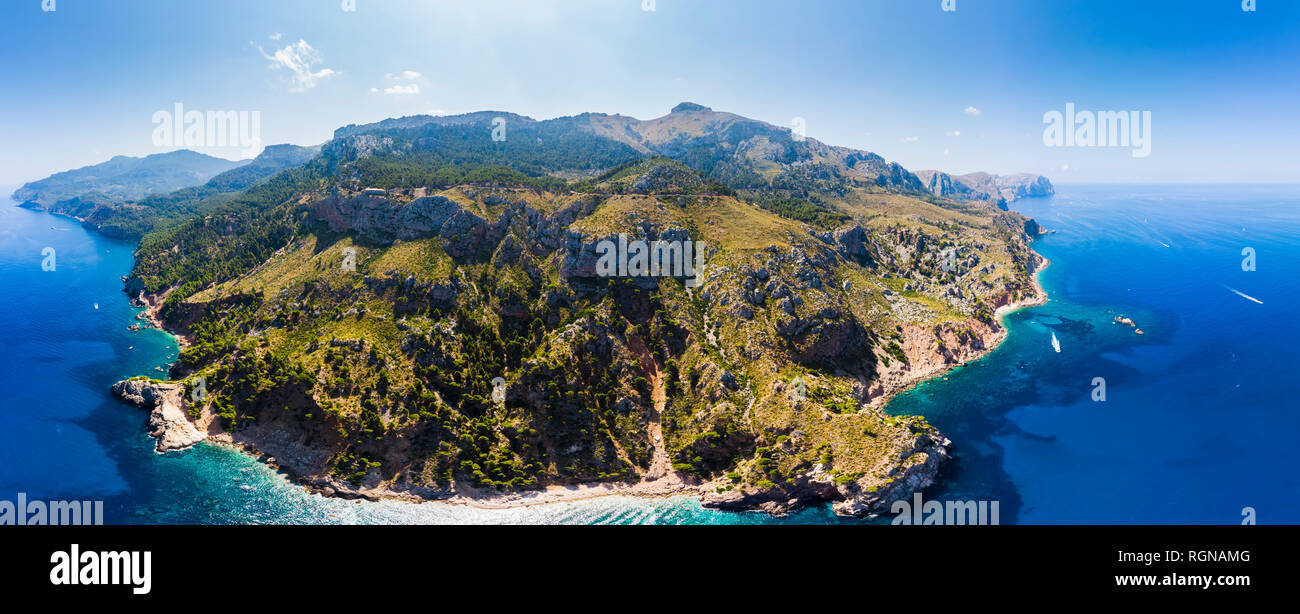 Spain, Baleares, Mallorca, Region Andratx, West Coast, Serra de Tramuntana, Mirador de Ricardo Roca Stock Photo