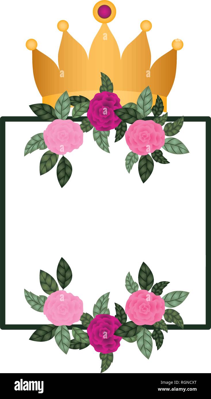 frame with flowers and crown isolated icon Stock Vector Image & Art - Alamy