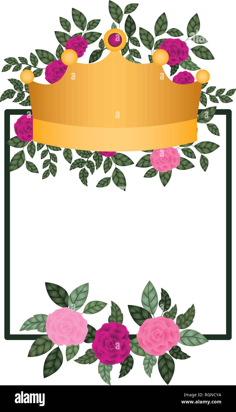 frame with flowers and crown isolated icon Stock Vector Image & Art - Alamy