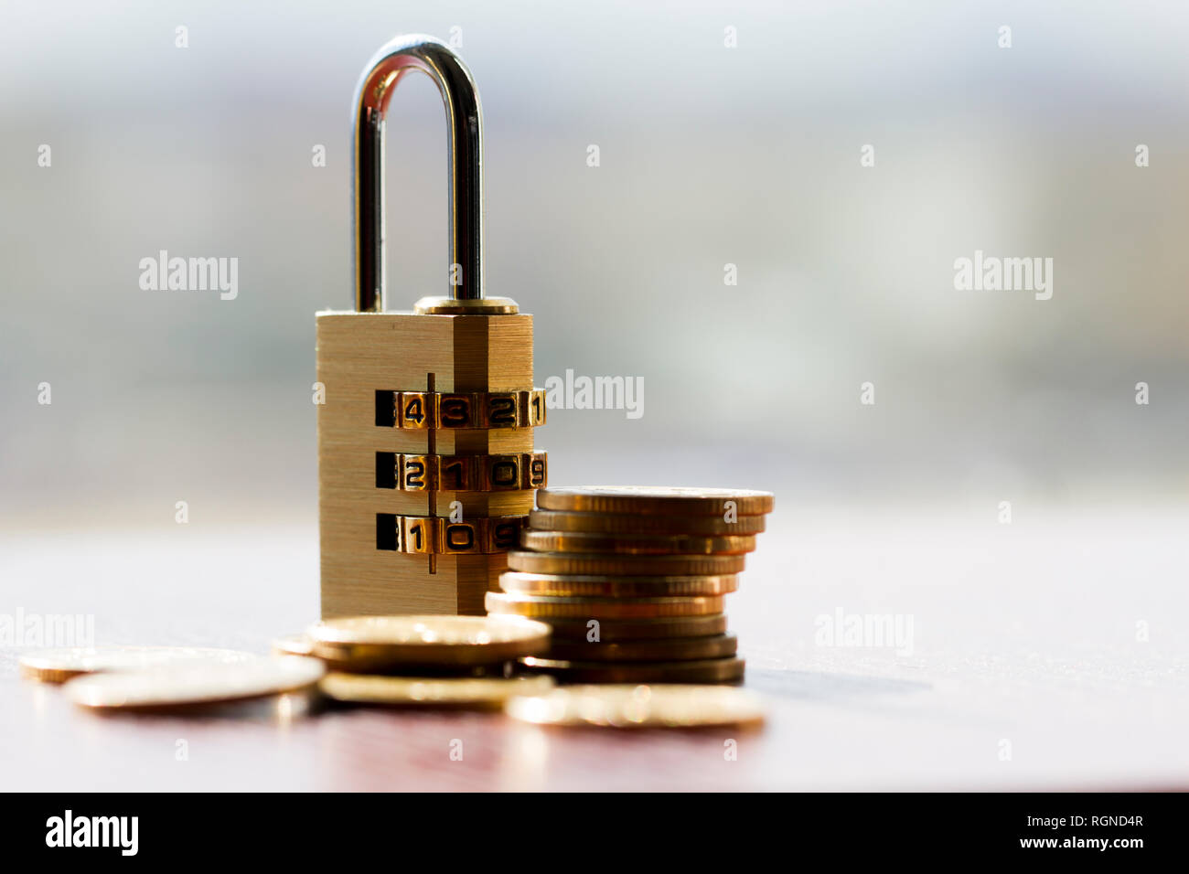 Money and lock, financial and economic security and protection Stock Photo