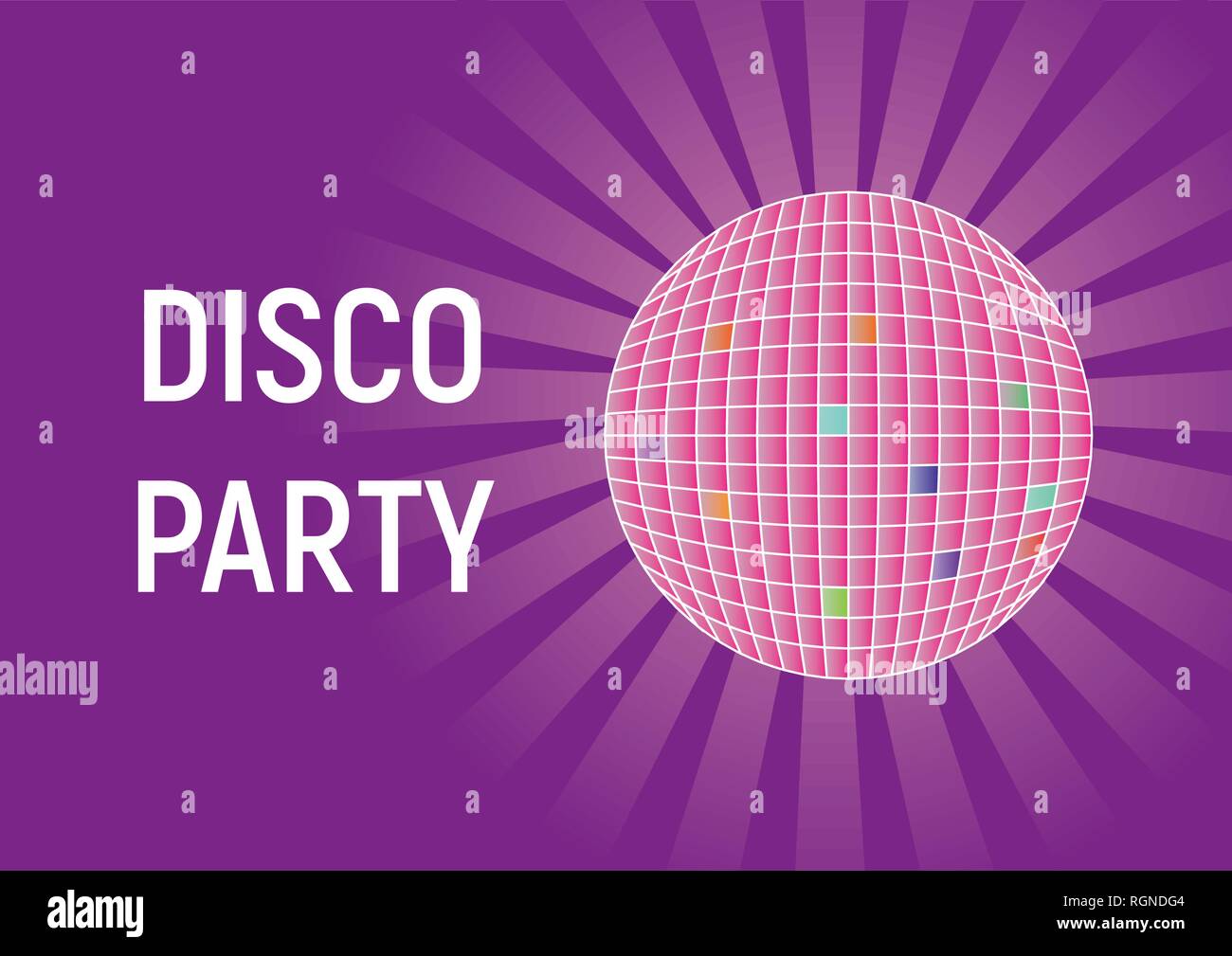 Party invitation poster with disco ball in spot lights vector illustration  Stock Vector Image & Art - Alamy