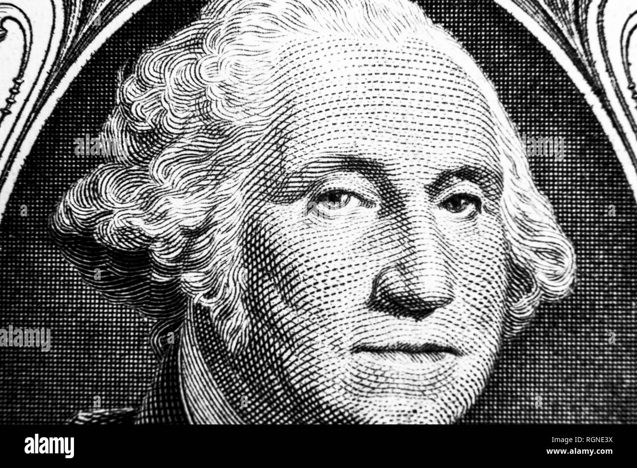 US president Washington face portrait on the USA one dollar note