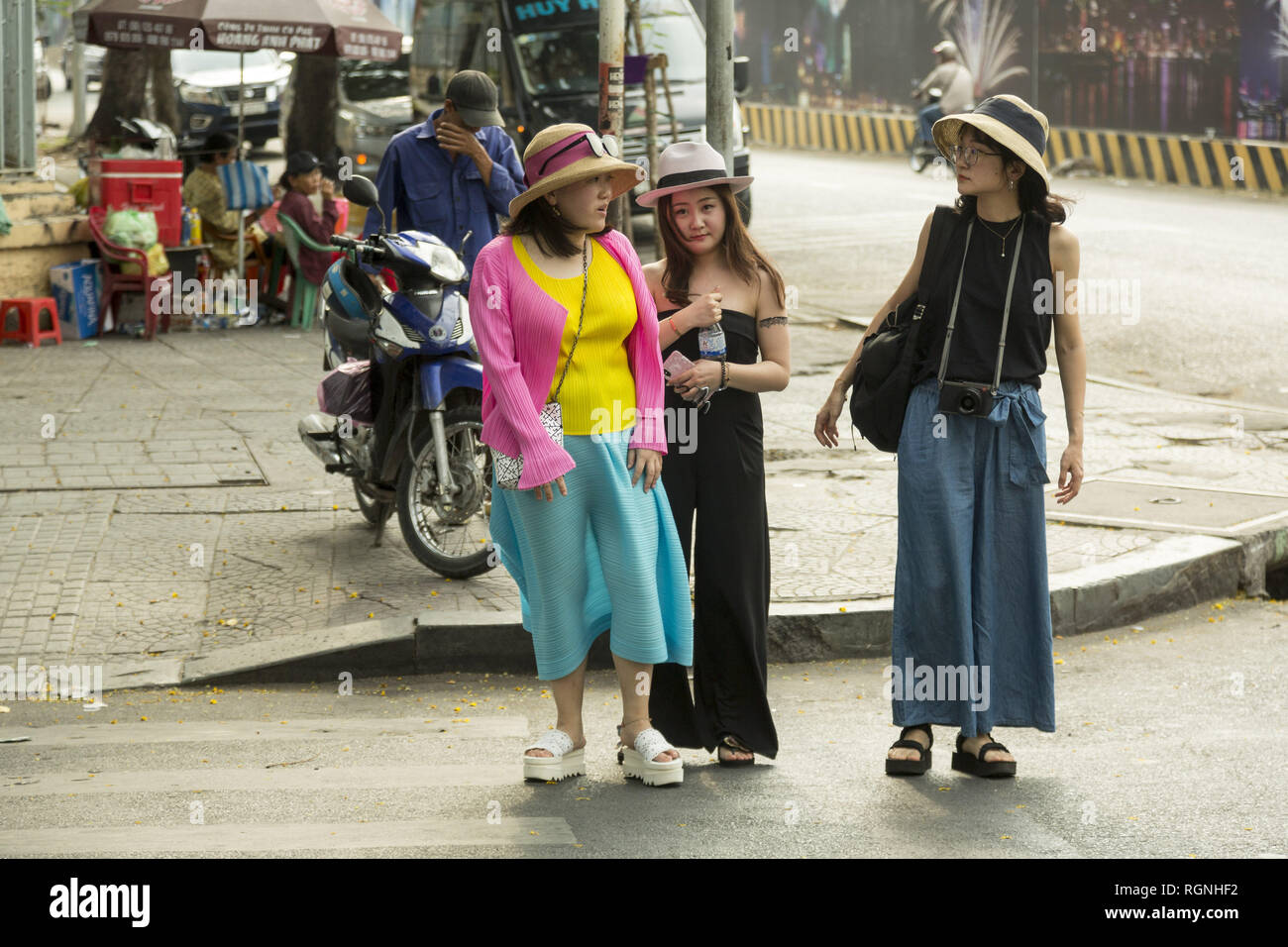 South Korean tourists in Ho Chi Minh, Vietnam Stock Photo