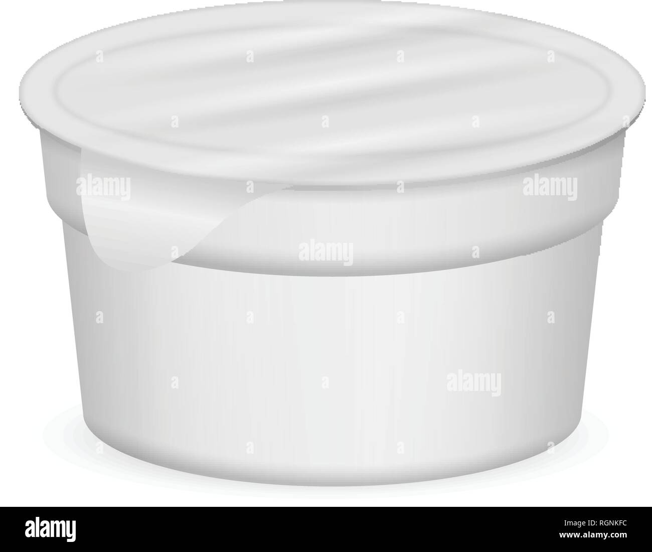 Plastic pack yogurt on a white background. Stock Vector