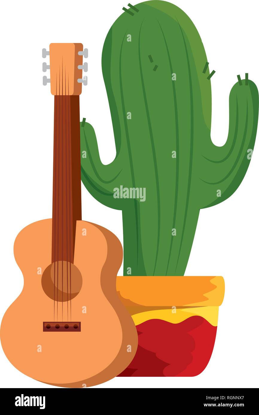 mexican cactus with guitar Stock Vector Image & Art - Alamy