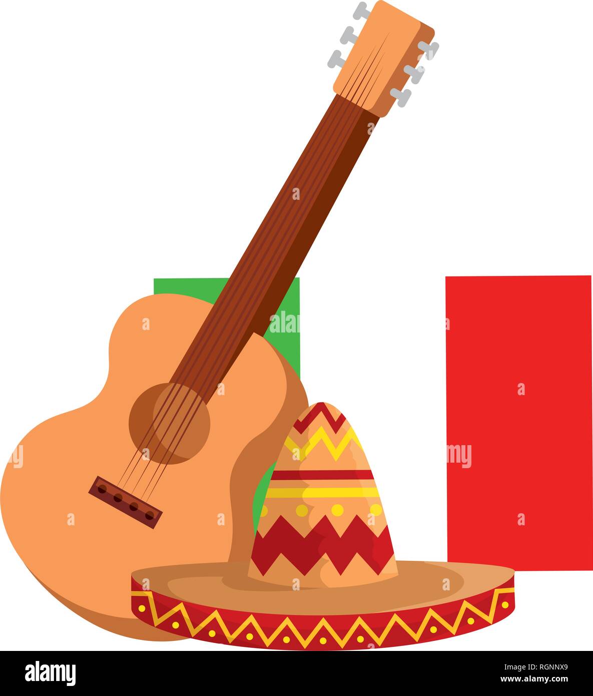 mexican mariachi hat with guitar and flag Stock Vector Image & Art - Alamy
