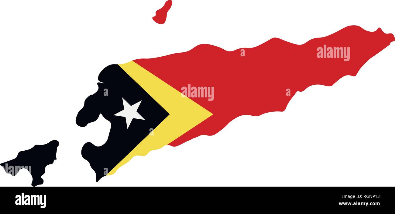 Map of Timor-Leste with flag inside. Timor-Leste map vector illustration Stock Vector