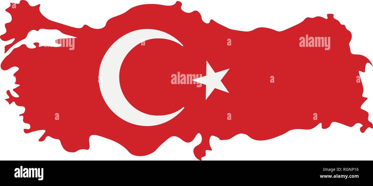 Map of Turkey with flag inside. Turkey map vector illustration Stock Vector
