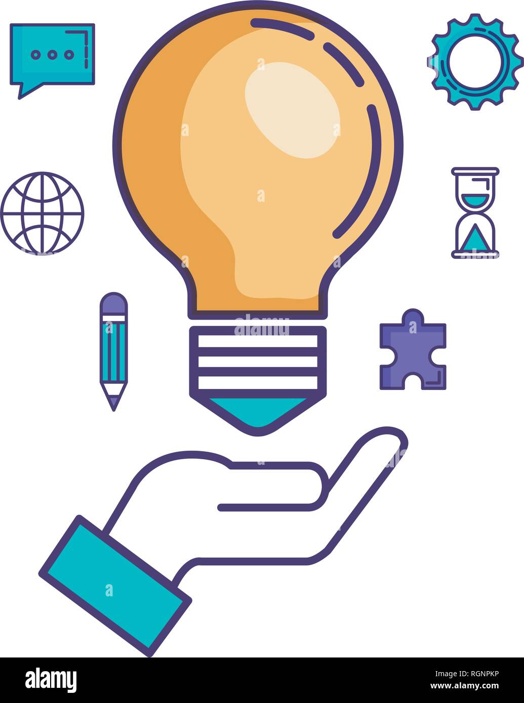 bulb light with set business icons Stock Vector Image & Art - Alamy