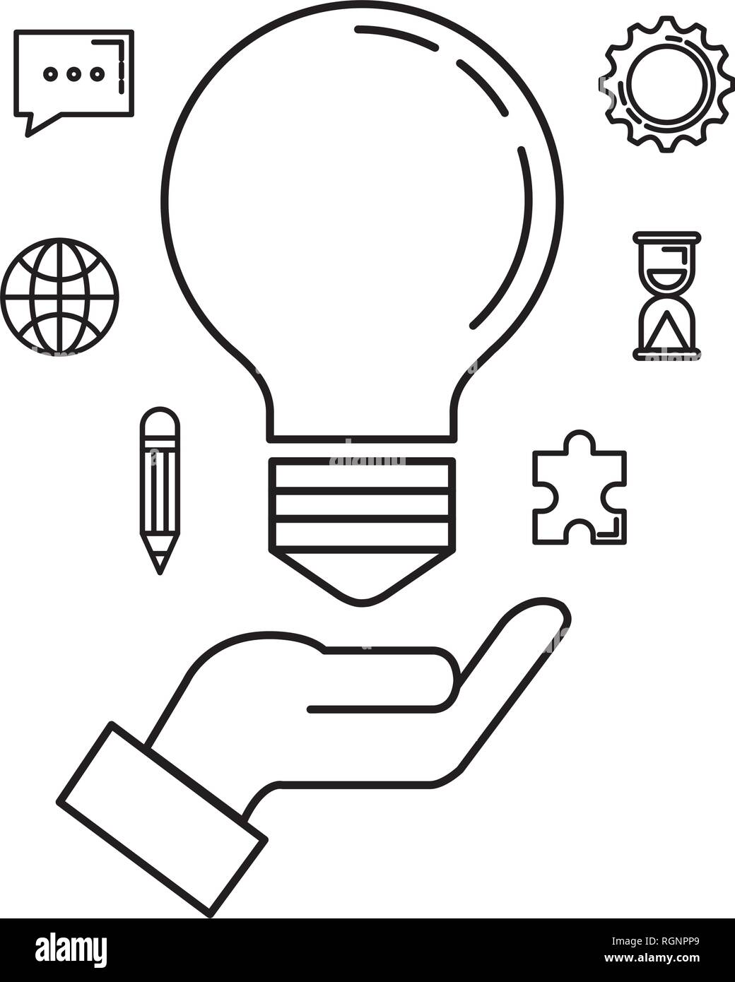 bulb light with set business icons Stock Vector Image & Art - Alamy