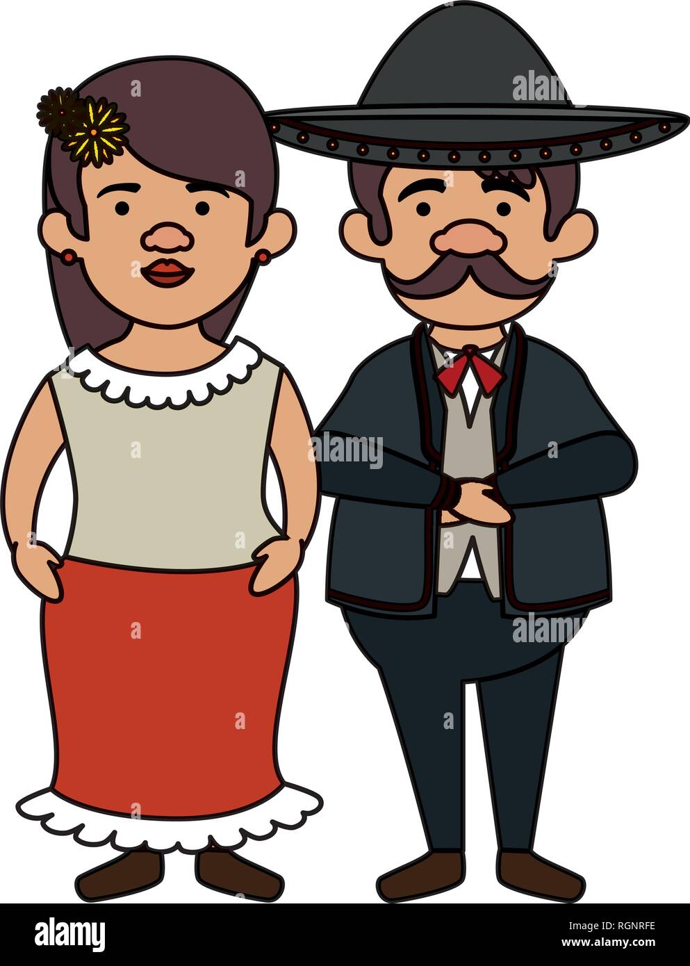 traditional mexican woman with mariachi characters Stock Vector Image ...