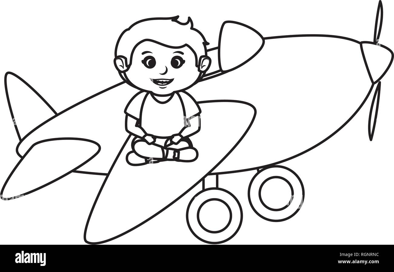 little boy with airplane toy Stock Vector Image & Art - Alamy