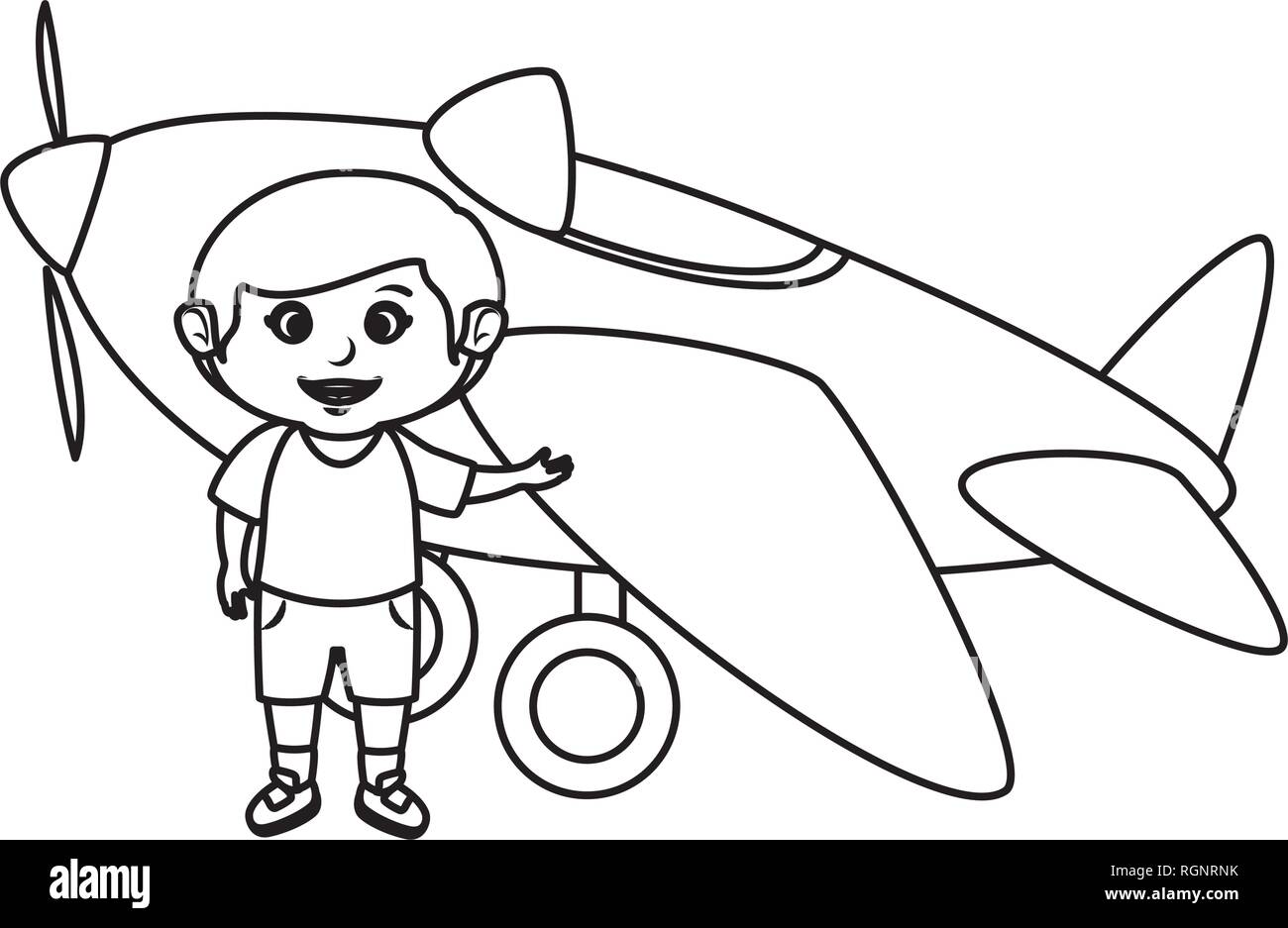 little boy with airplane toy Stock Vector Image & Art - Alamy