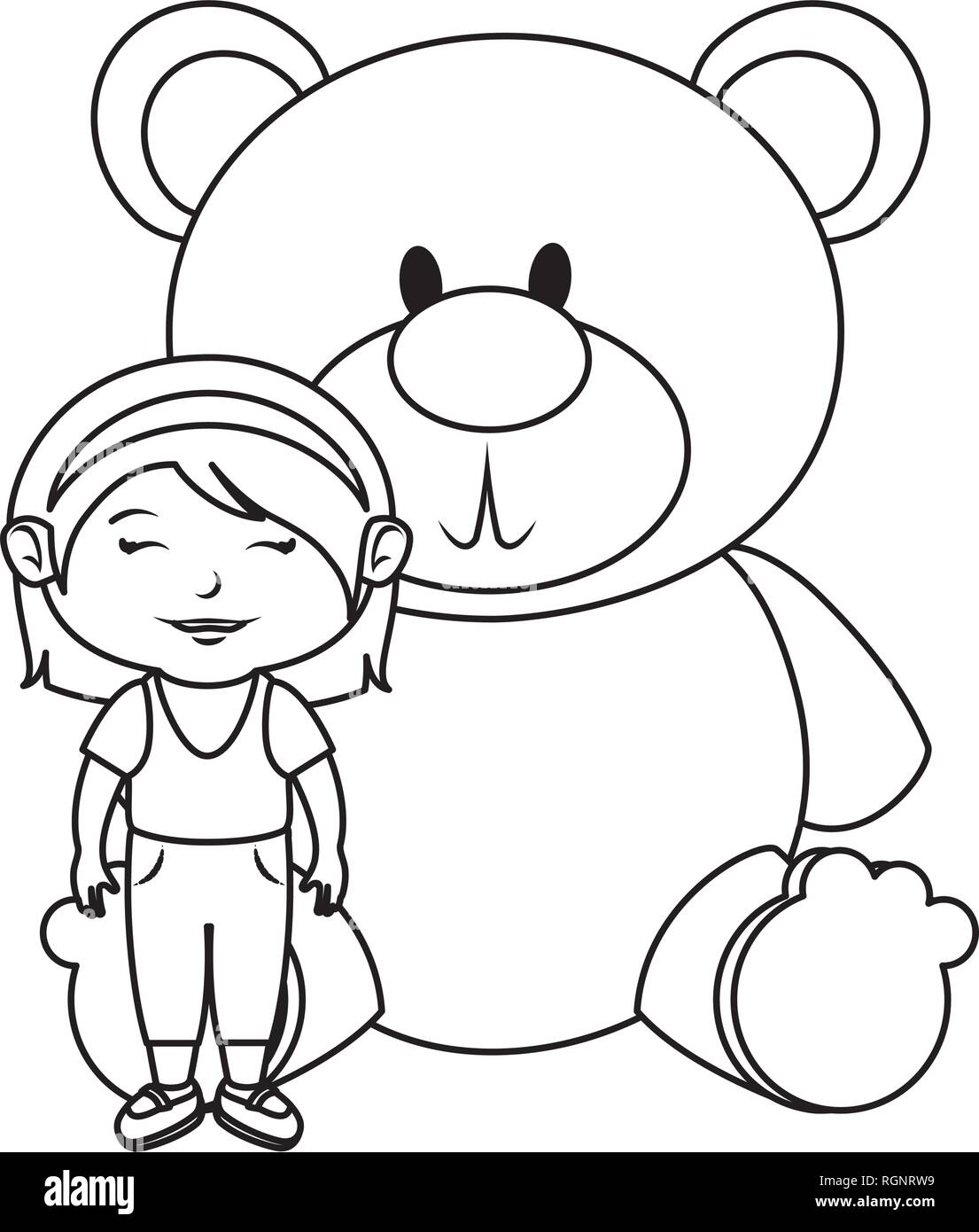 little girl with bear teddy Stock Vector Image & Art - Alamy
