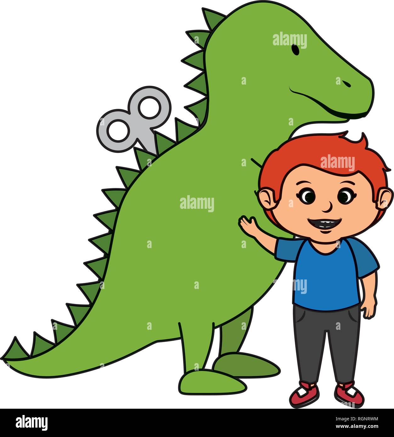 little boy with tyrannosaurus rex toy Stock Vector Image & Art - Alamy