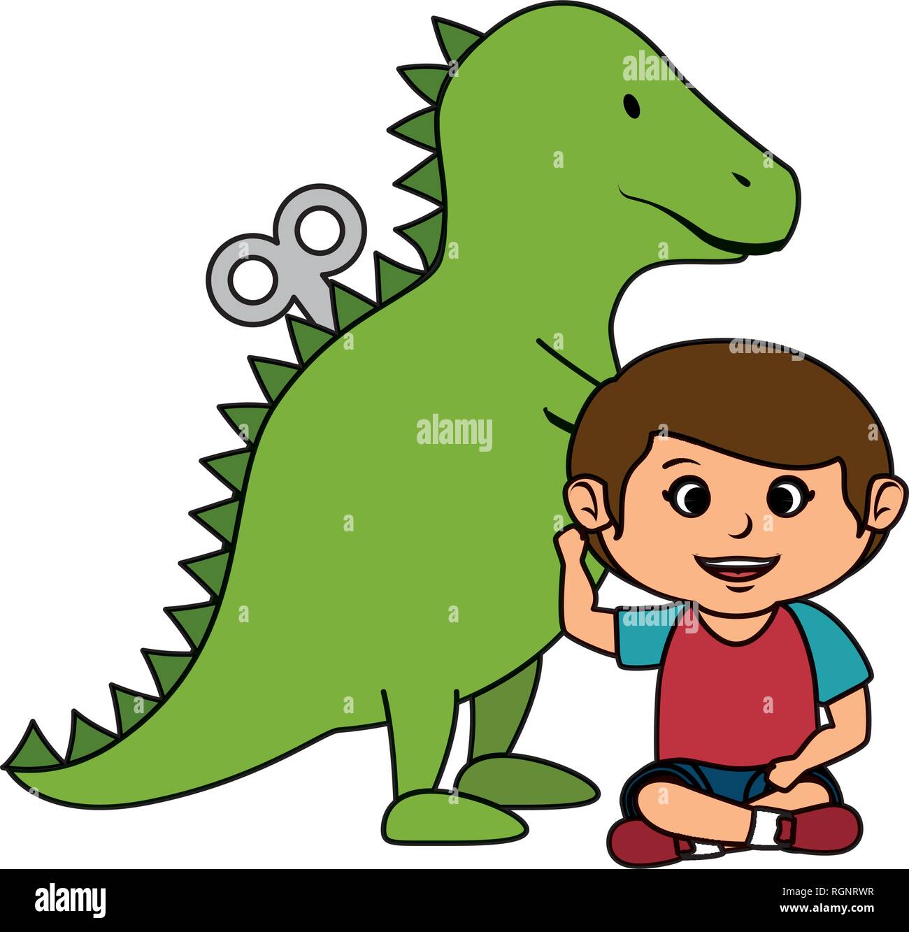 little boy with tyrannosaurus rex toy Stock Vector Image & Art - Alamy