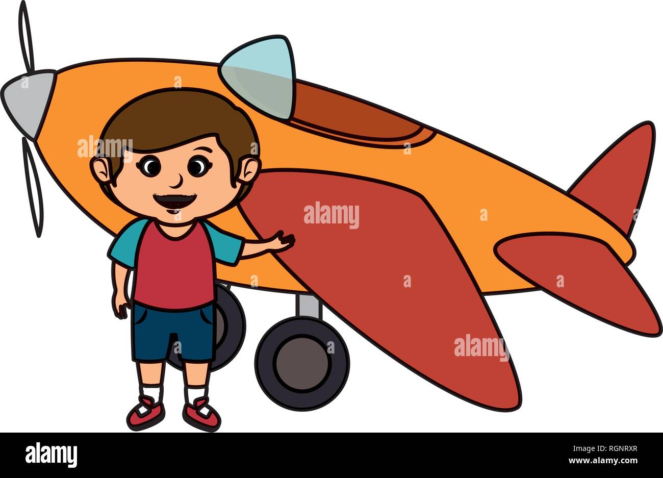 little boy with airplane toy Stock Vector Image & Art - Alamy