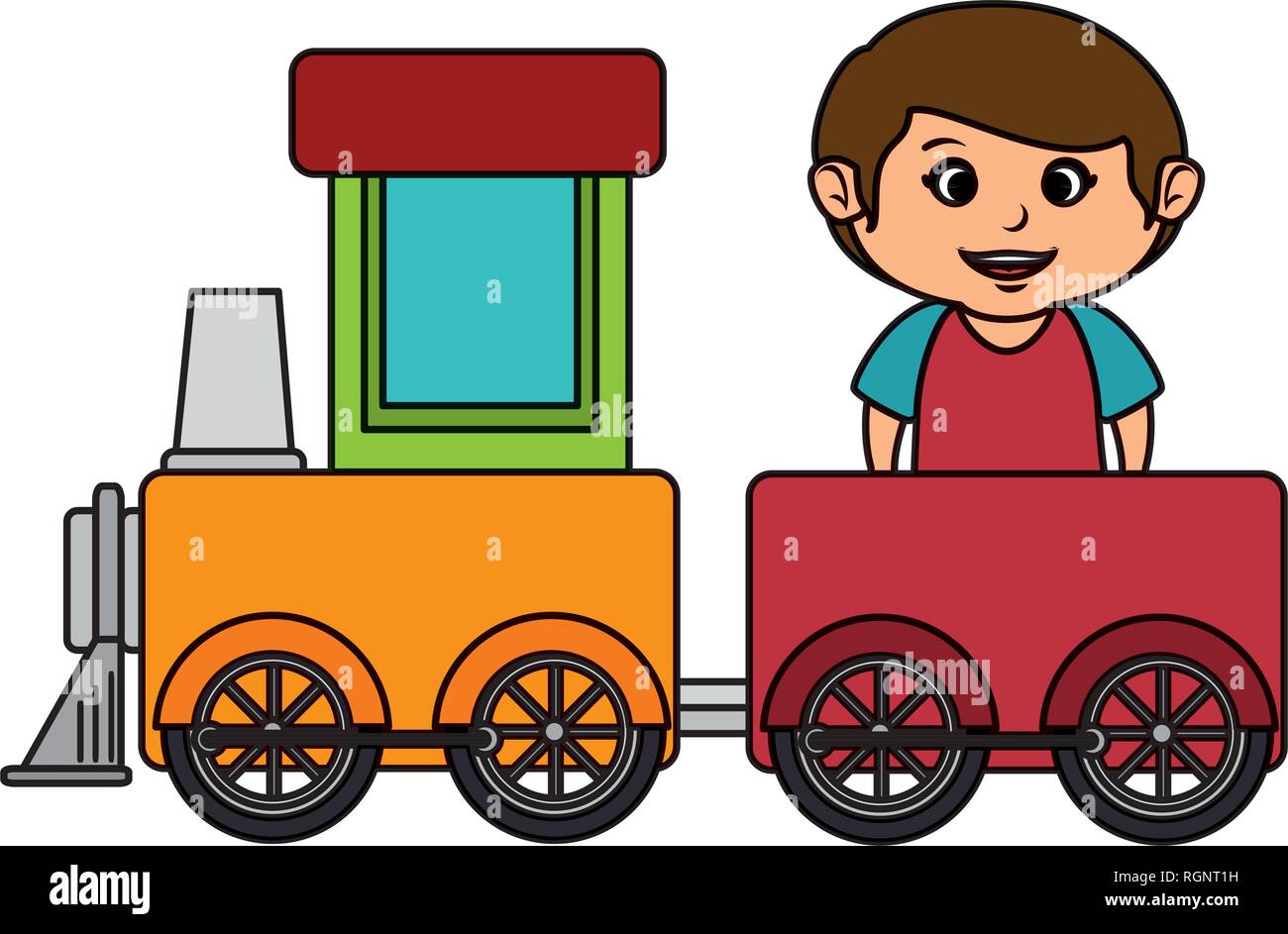 little boy with train toy Stock Vector Image & Art - Alamy