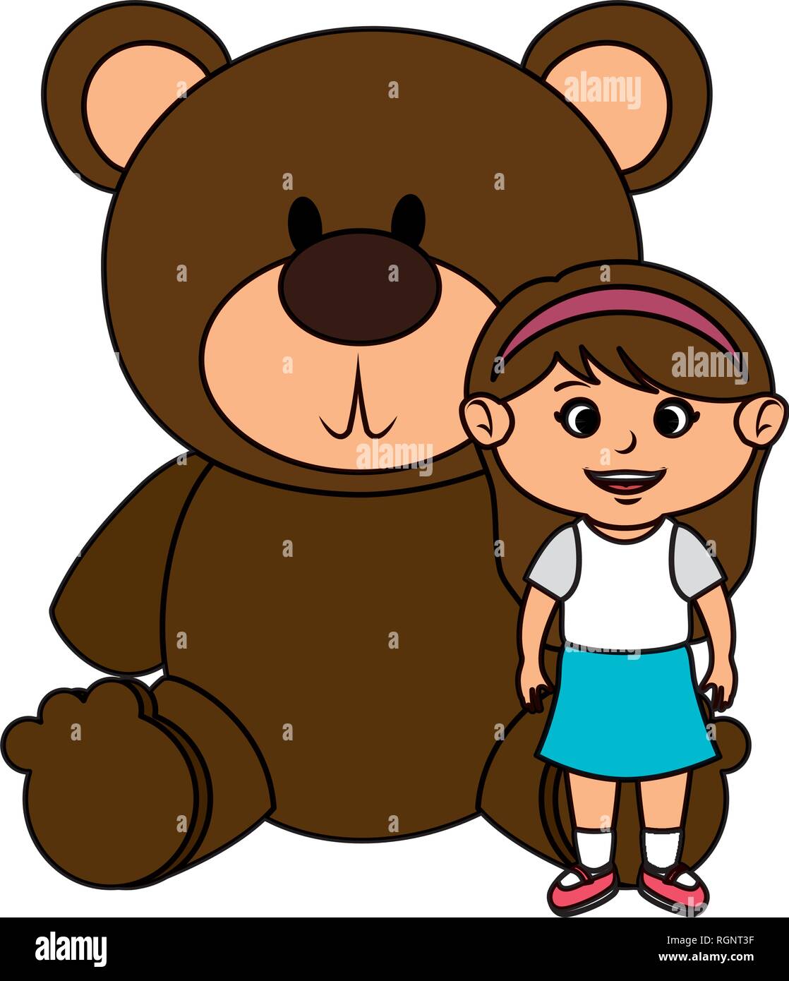 little girl with bear teddy Stock Vector Image & Art - Alamy