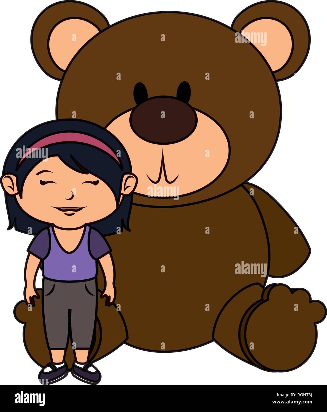 little girl with bear teddy Stock Vector Image & Art - Alamy