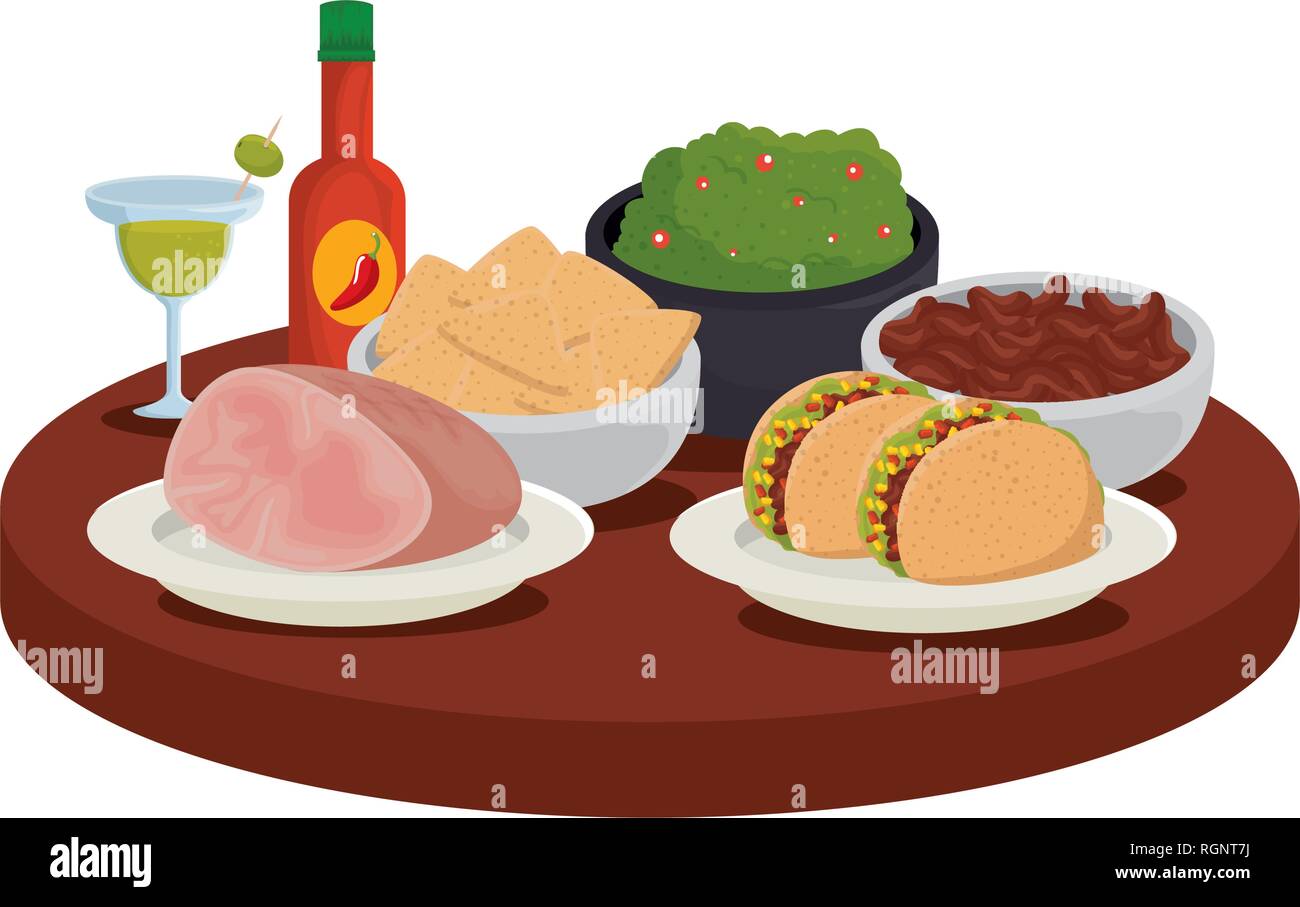 tray with delicious mexican food Stock Vector Image & Art - Alamy